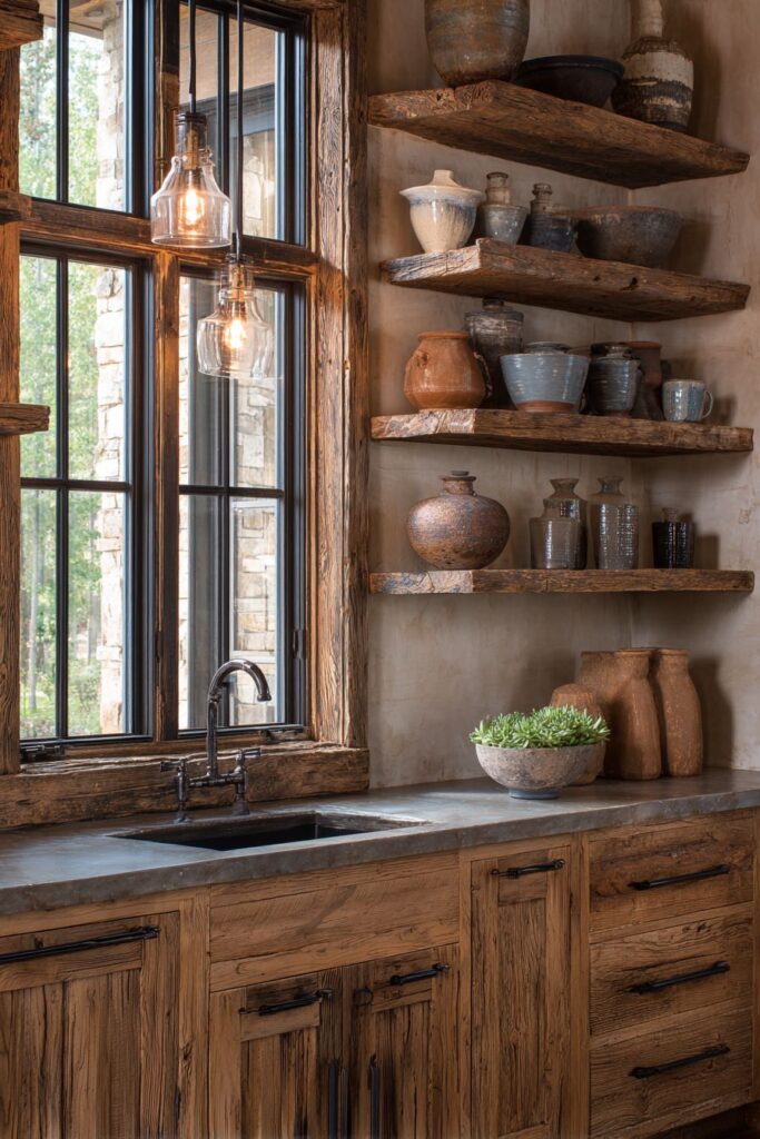 Rustic Weathered Oak Kitchen Cabinets