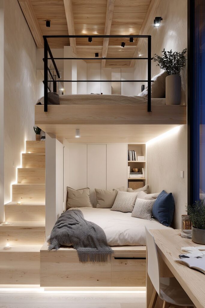 Vertical Living Loft Bed Design