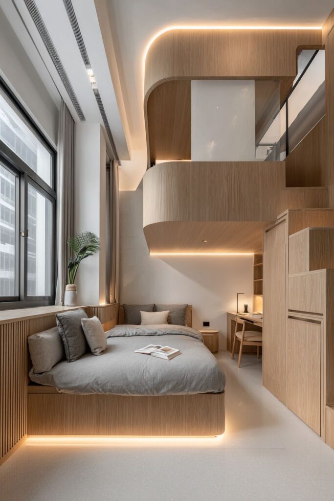 Vertical Living Loft Bed Design