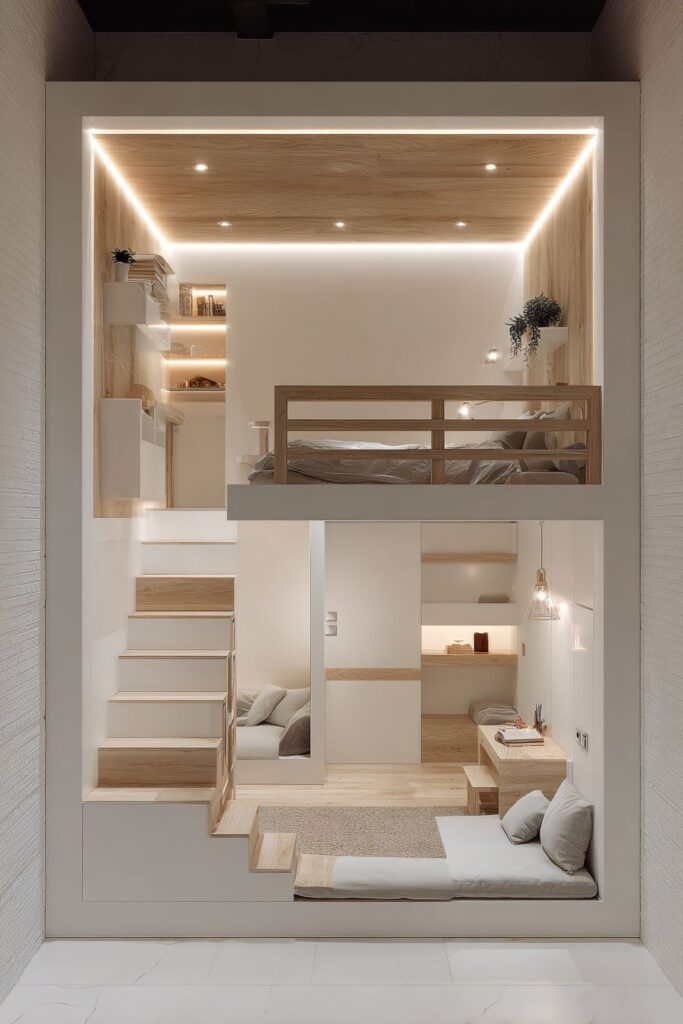 Vertical Living Loft Bed Design