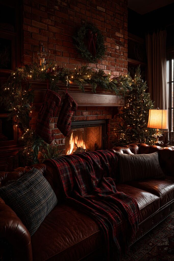 Traditional Brick Fireplace Holiday Haven