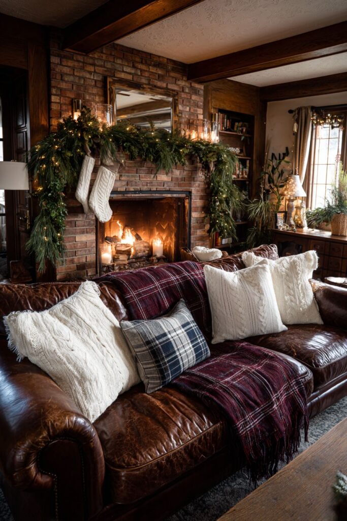 Traditional Brick Fireplace Holiday Haven