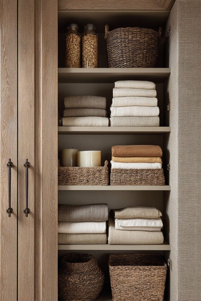 Organized Elegance with Natural Wood Storage