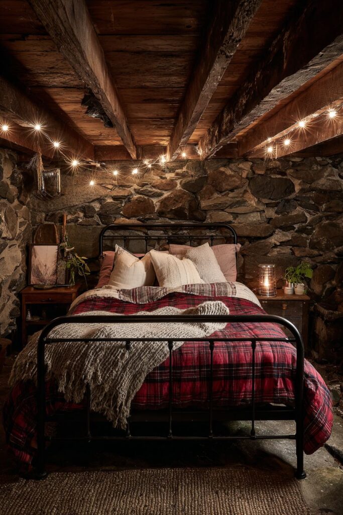 Rustic Basement Bedroom with Natural Character