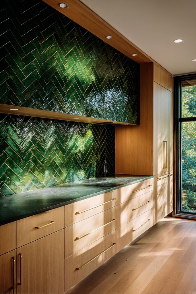 Handmade Ceramic Tile Backsplash Feature