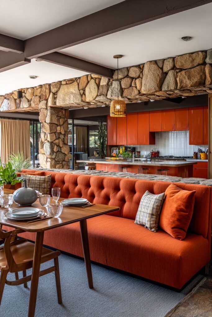 Integrated Dining with Burnt Orange Banquette
