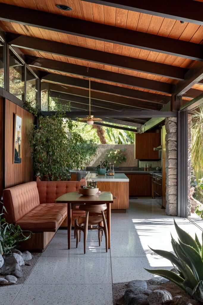 Integrated Dining with Burnt Orange Banquette