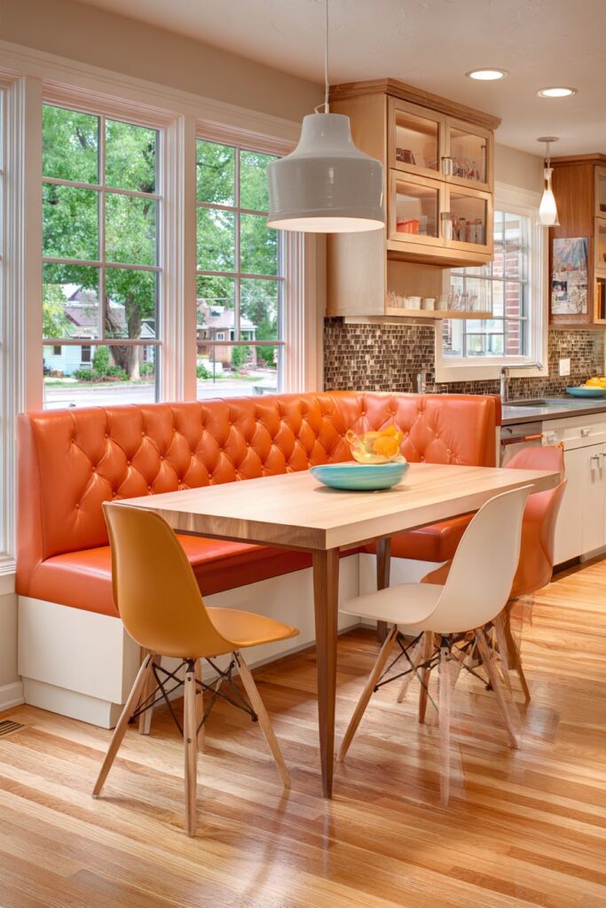 Integrated Dining with Burnt Orange Banquette
