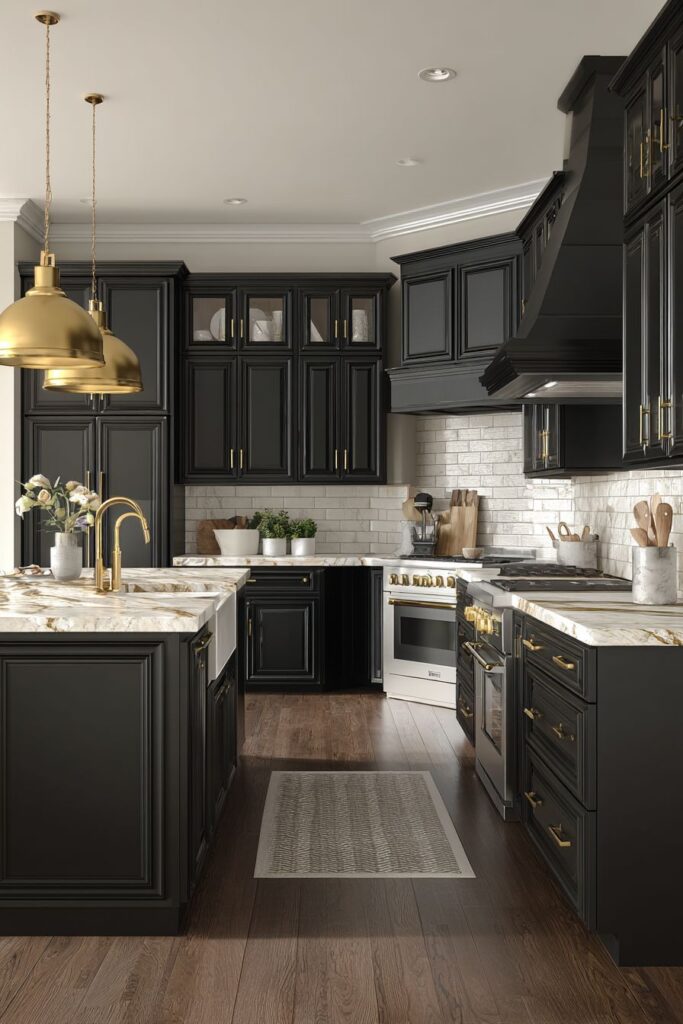 Luxurious Black and Gold Statement Kitchen