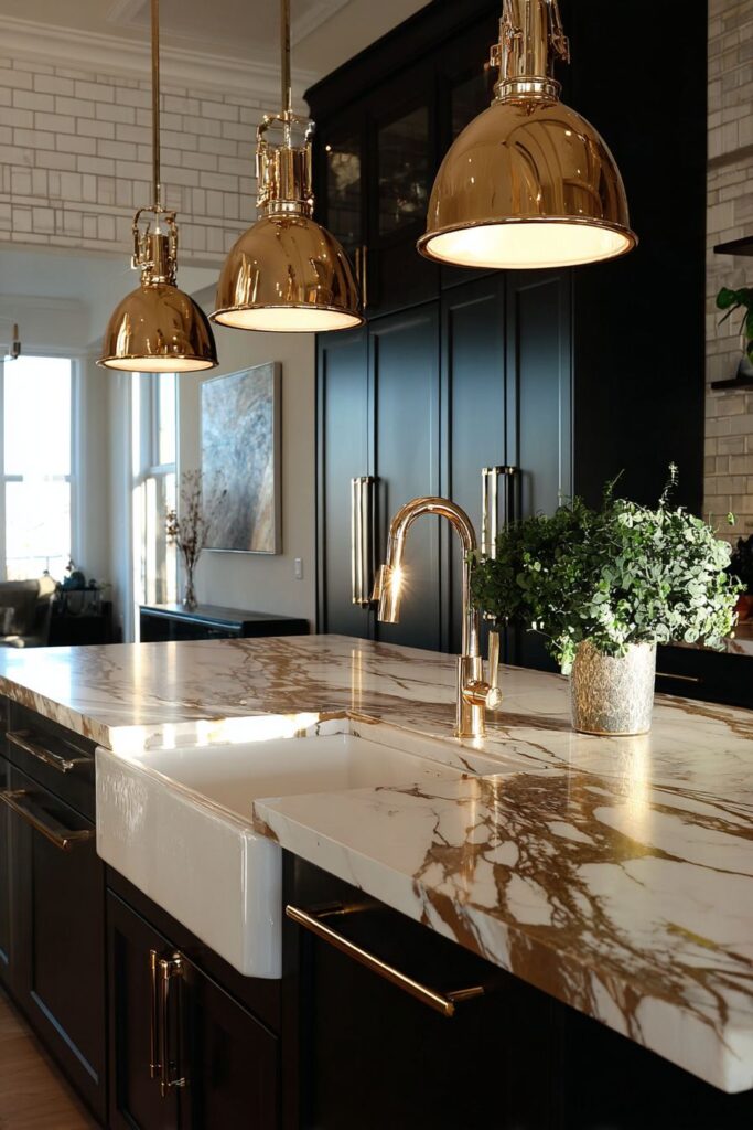 Luxurious Black and Gold Statement Kitchen