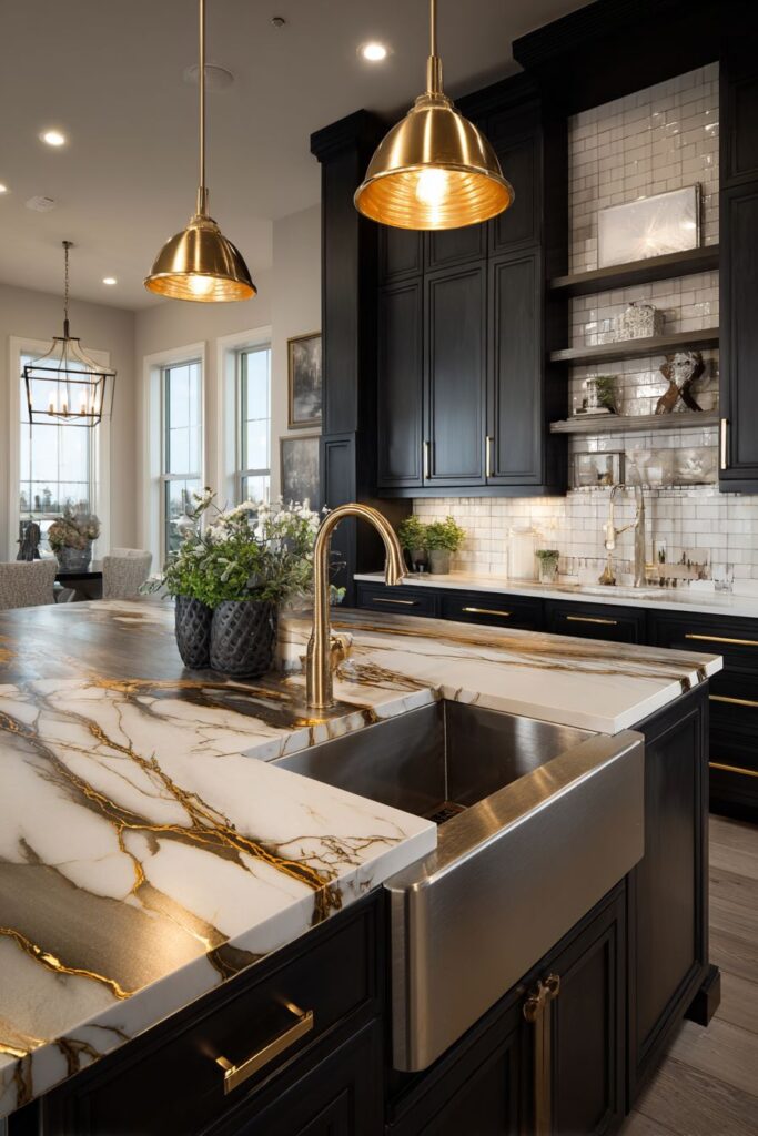 Luxurious Black and Gold Statement Kitchen