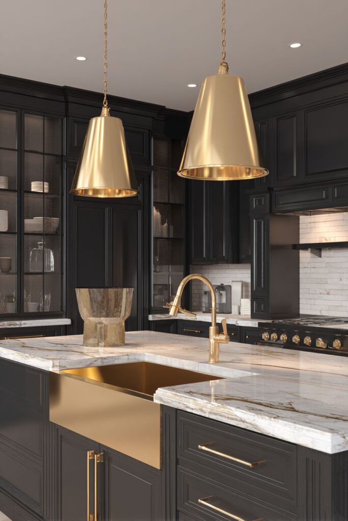 Luxurious Black and Gold Statement Kitchen
