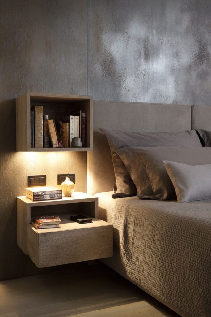 Floating Nightstand Innovation with Hidden Technology Integration