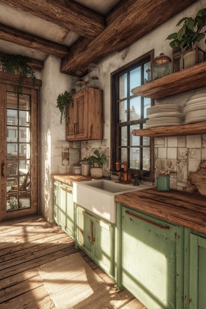 Rustic Reclaimed Wood Charm Kitchen