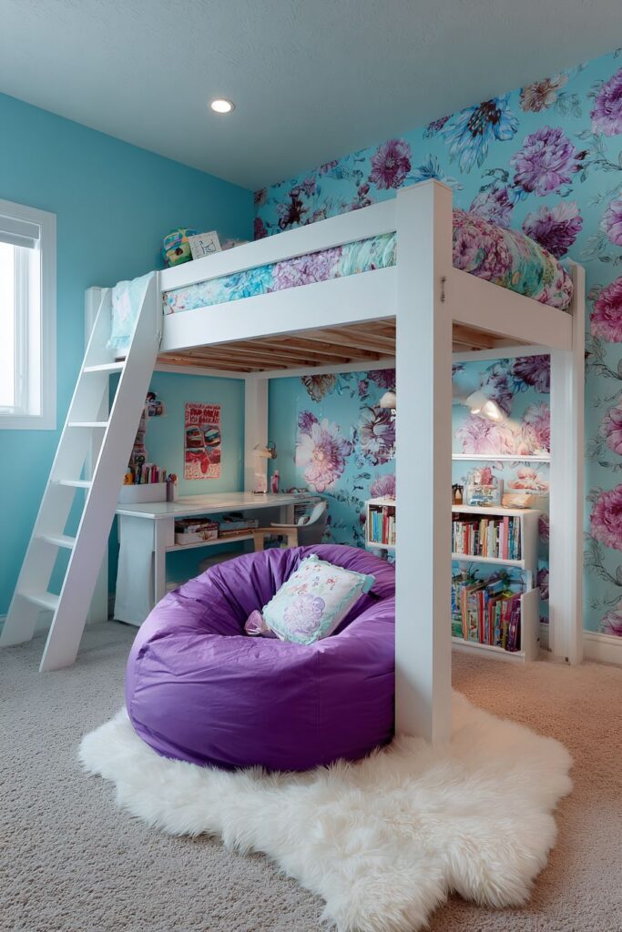 Teenager's Vibrant Basement Bedroom