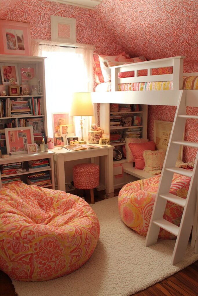 Teenager's Vibrant Basement Bedroom