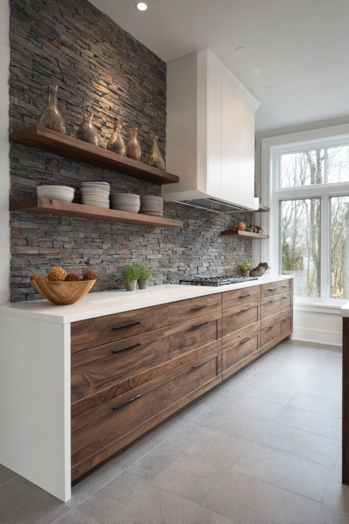 Dramatic Stone Accent with Integrated Hood Design