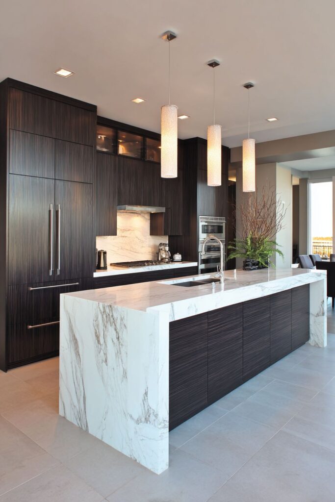 Contemporary Dark-Stained Oak Kitchen Cabinets
