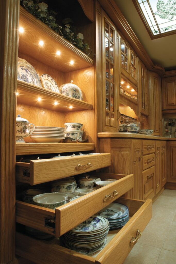 Compact Galley Oak Kitchen Cabinets