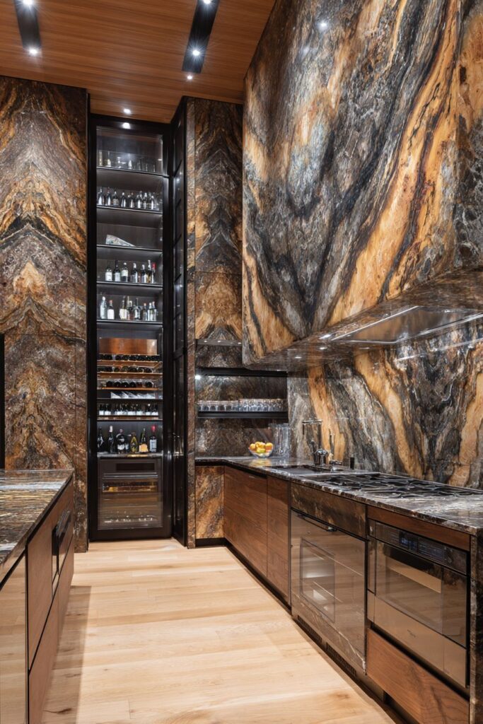 Luxury Book-Matched Oak Kitchen Island