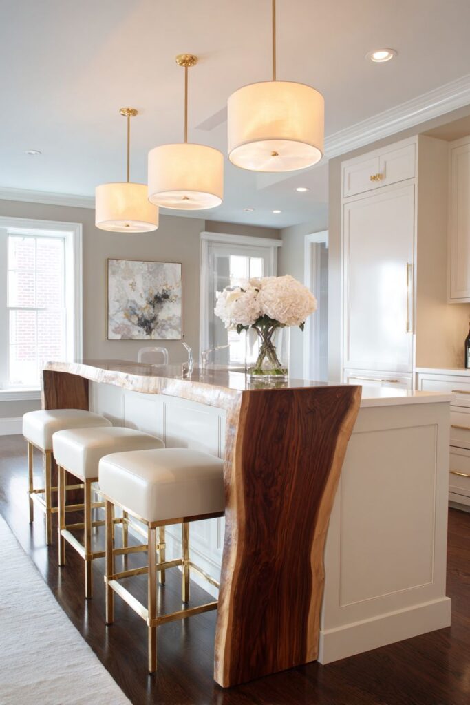 Modern Cream Breakfast Bar with Natural Wood Contrast
