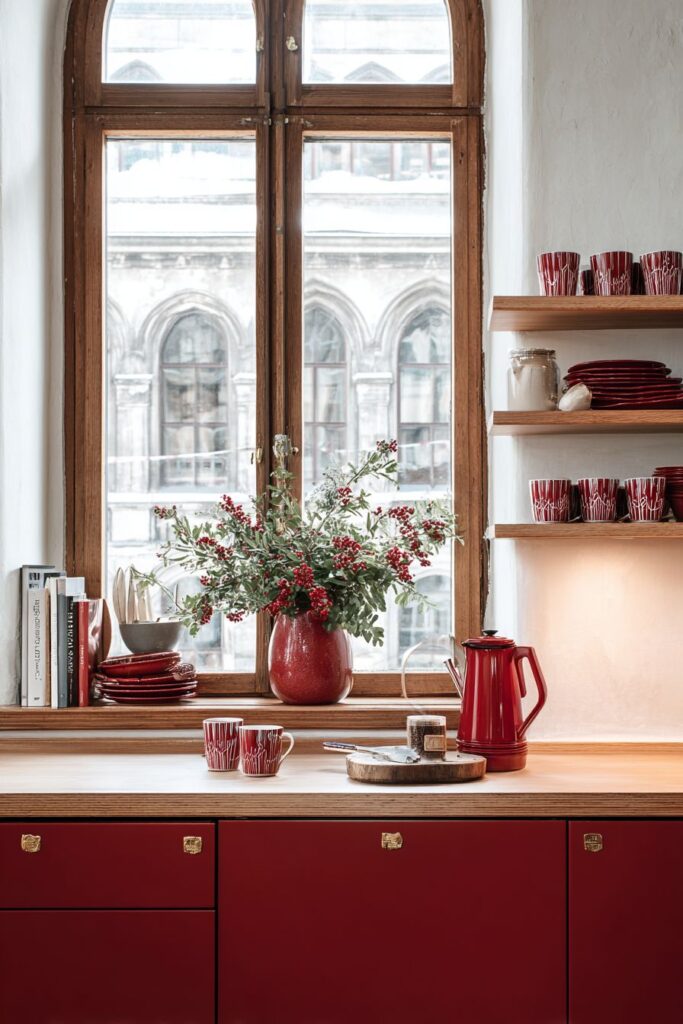 Red Peninsula with Waterfall Edge