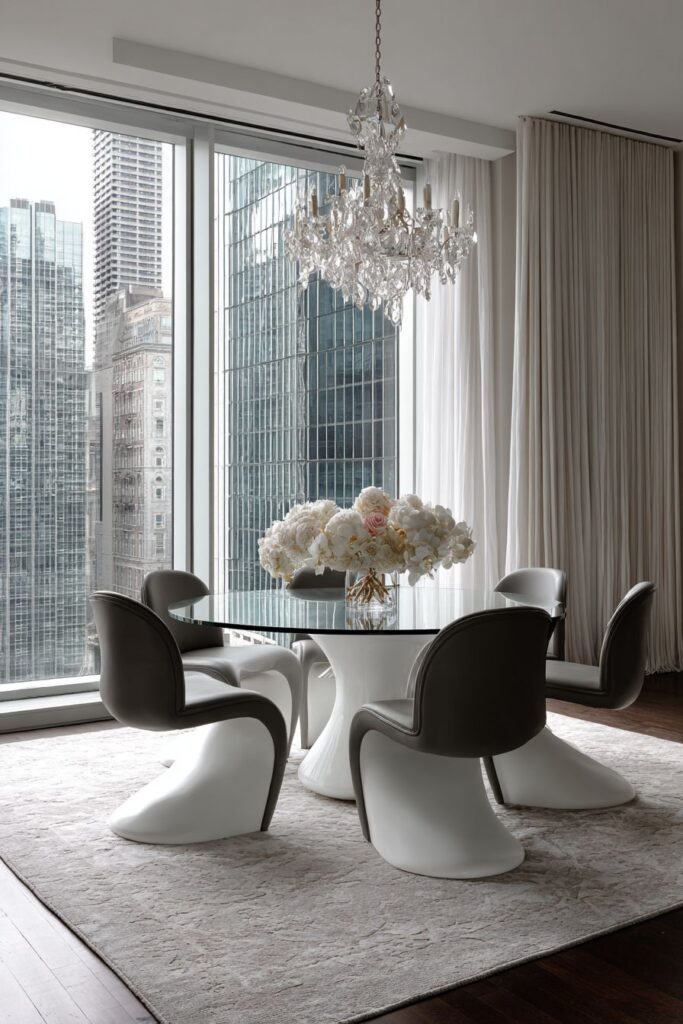 Contemporary Glass and Chrome Glamour