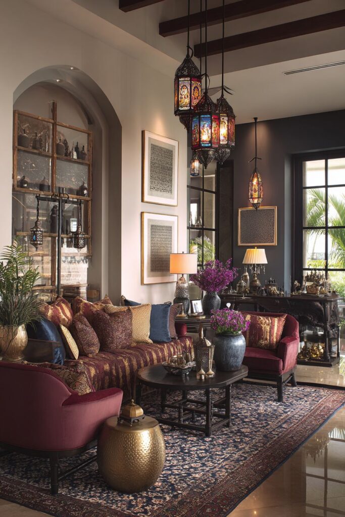 Traditional Majlis with Burgundy and Gold Splendor