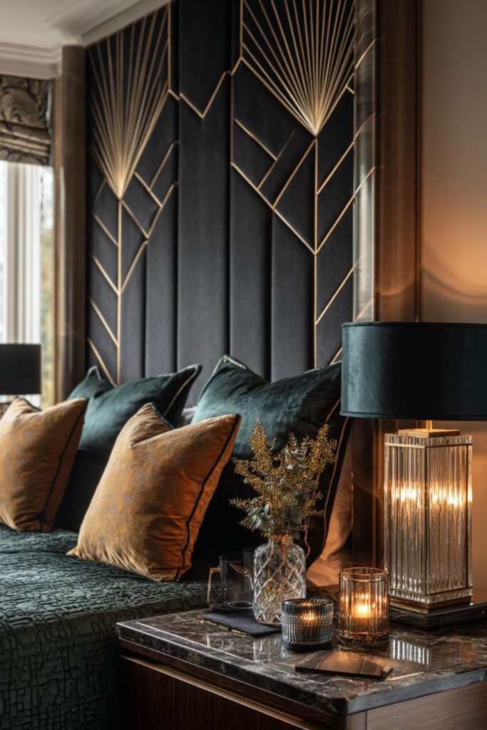 Dramatic Black Velvet and Brass Elegance