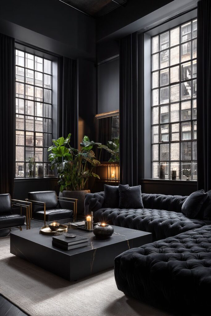 Sophisticated Charcoal Velvet Sectional Centerpiece