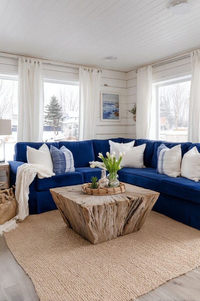 Coastal Navy and White Sectional Paradise