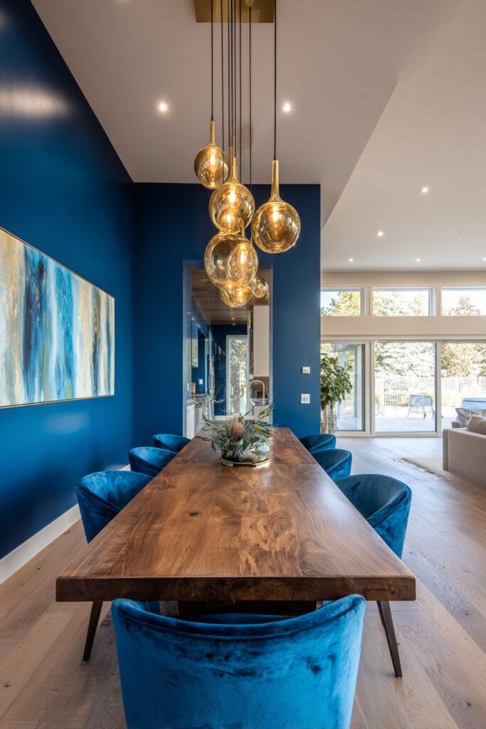 Sophisticated Navy Blue Accent Wall Elegance