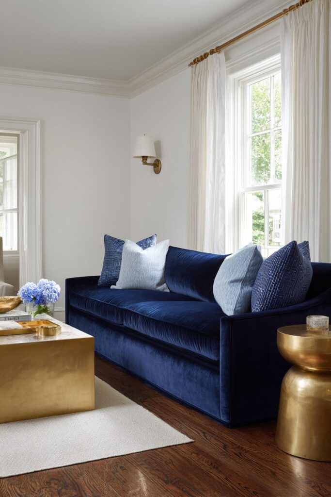 Navy Velvet Elegance with Brass Accents