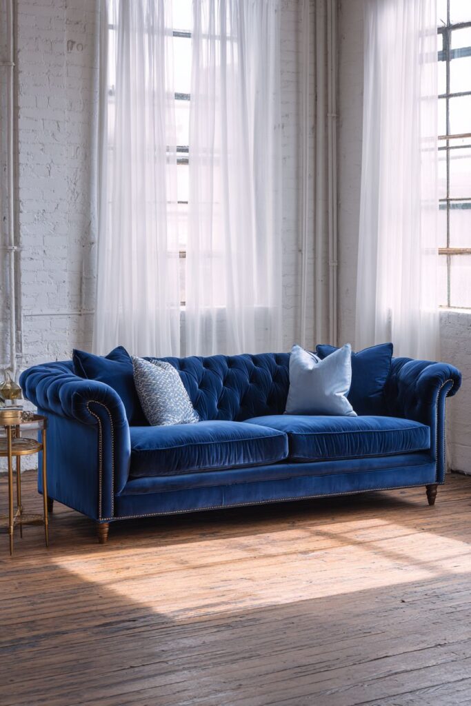 Navy Velvet Elegance with Brass Accents