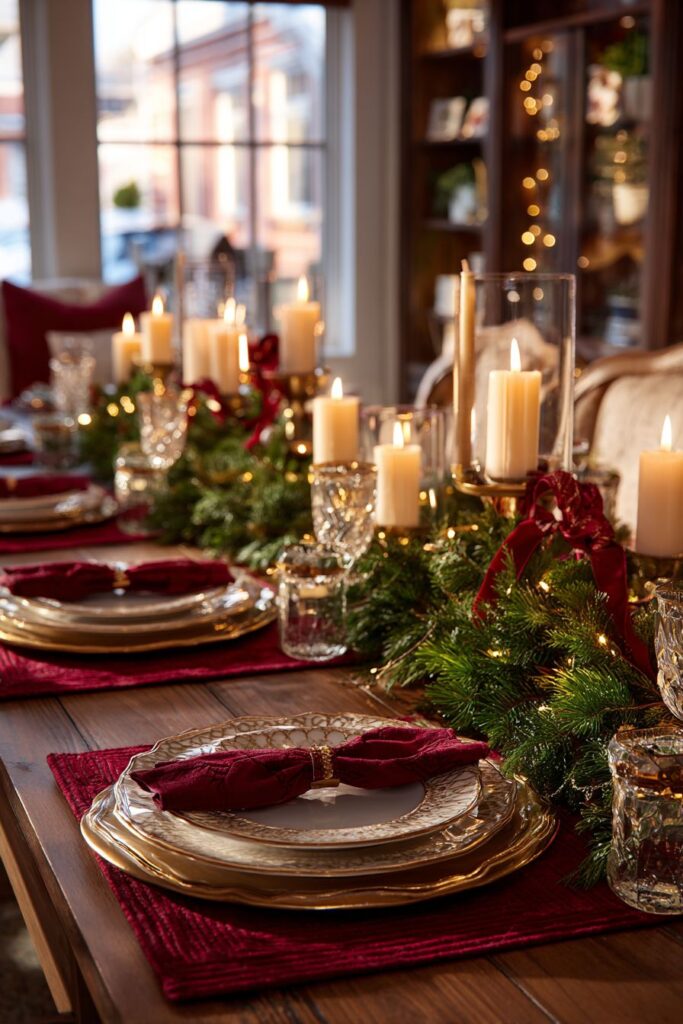 Traditional Christmas Elegance with Rich Red and Gold