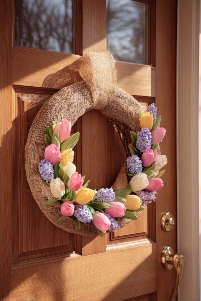 Handcrafted Grapevine Wreath with Pastel Silk Florals