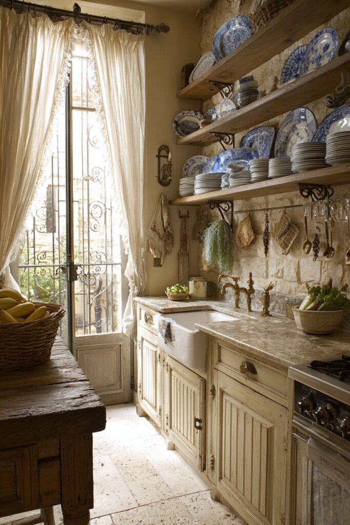 Weathered Cream Cabinet Charm with Vintage Hardware