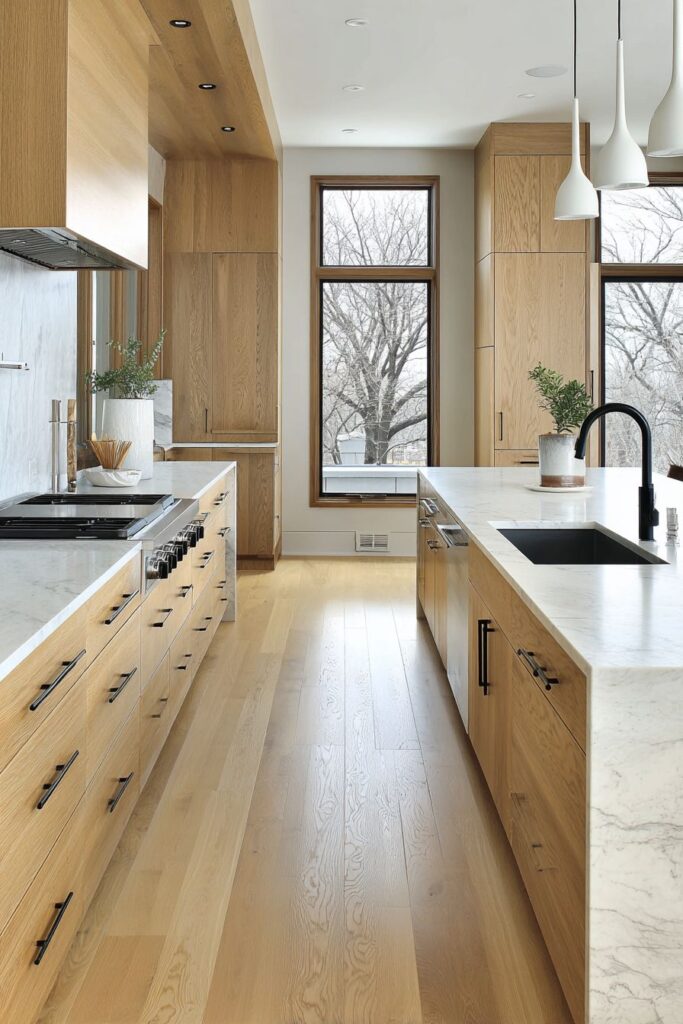 Clean White Oak Cabinetry with Integrated Harmony