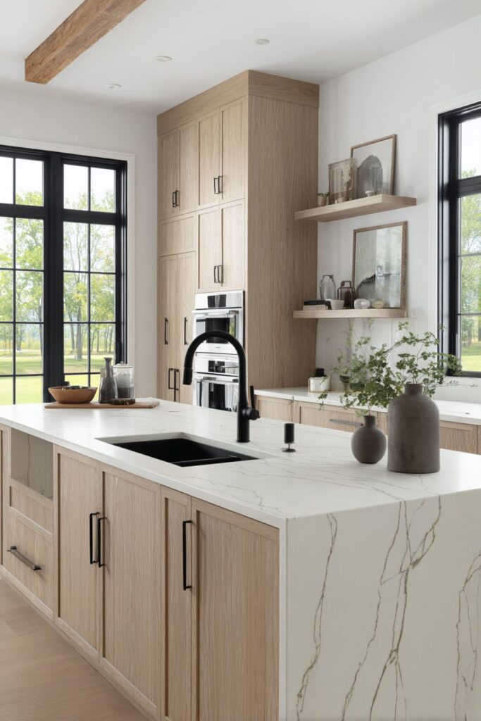 Clean White Oak Cabinetry with Integrated Harmony