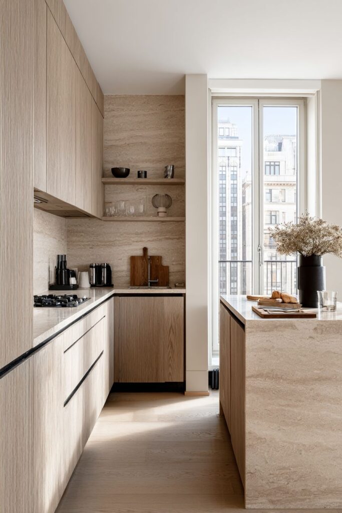 Clean Minimalist Cabinetry with Natural Light Wood