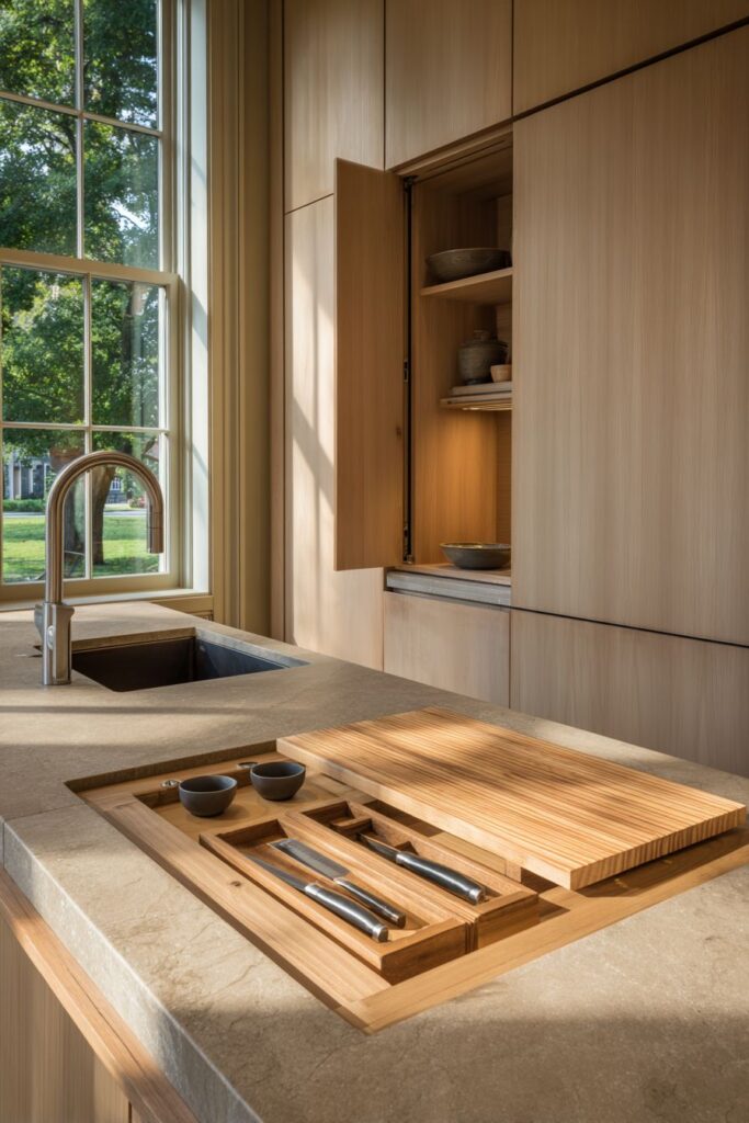Clean Minimalist Cabinetry with Natural Light Wood