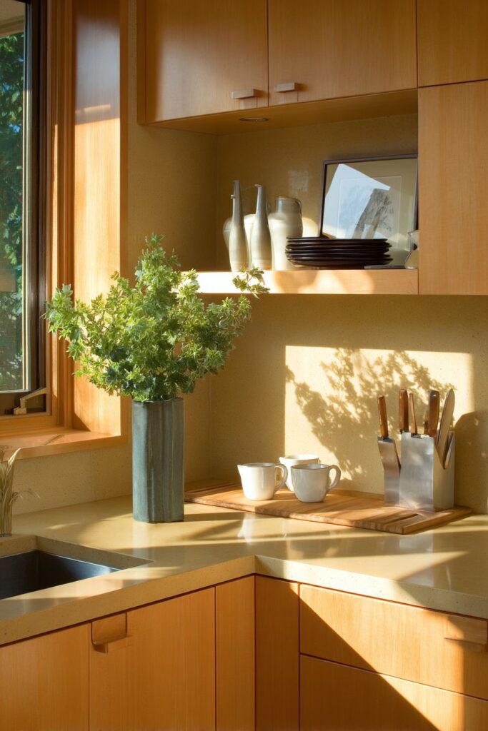 Clean Minimalist Cabinetry with Natural Light Wood