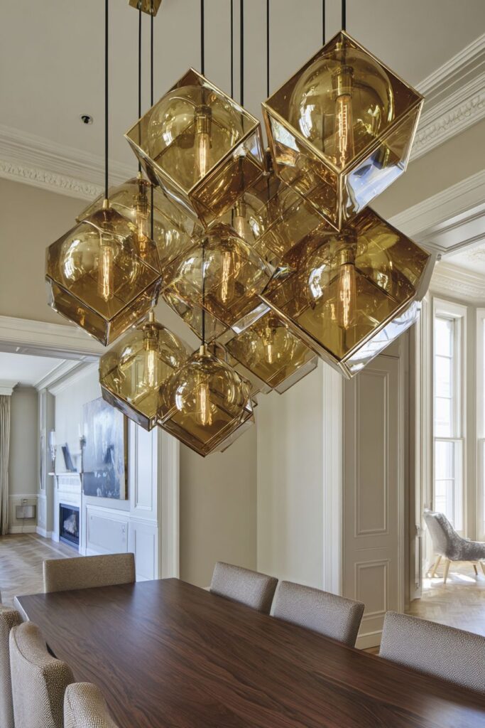 Contemporary Brass and Black Geometric Excellence