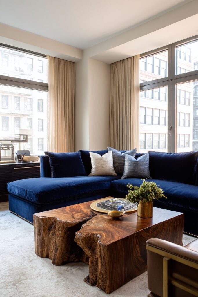 Navy Velvet Sophistication with Brass Accents