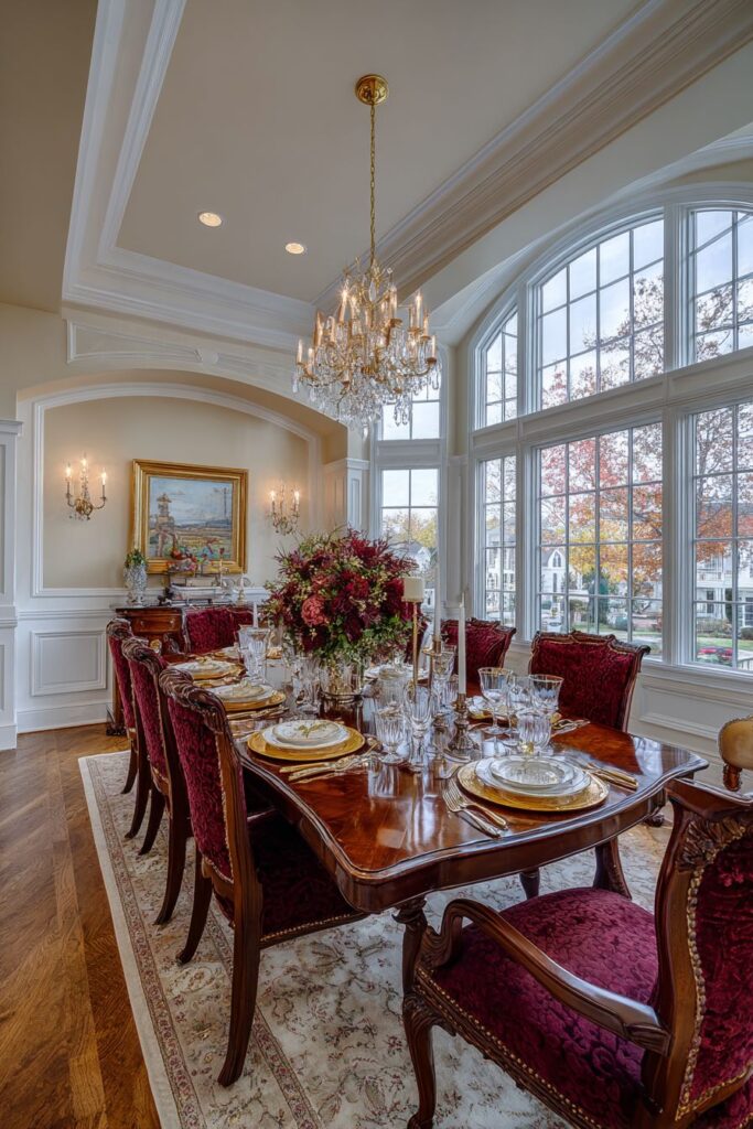 Classic Mahogany Elegance with Crystal Grandeur