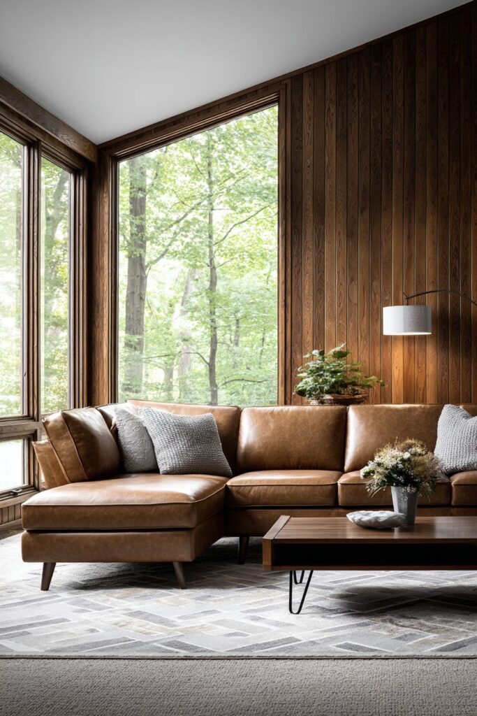 Rich Cognac Leather and Walnut Warmth