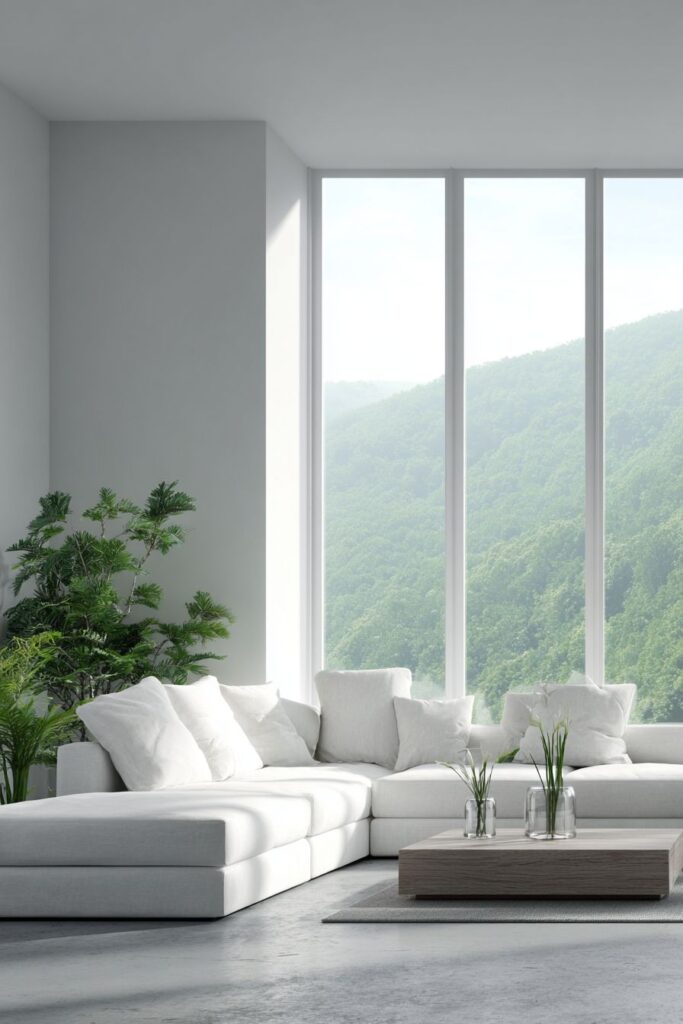 Pure Geometric Serenity with White Linen Sectional