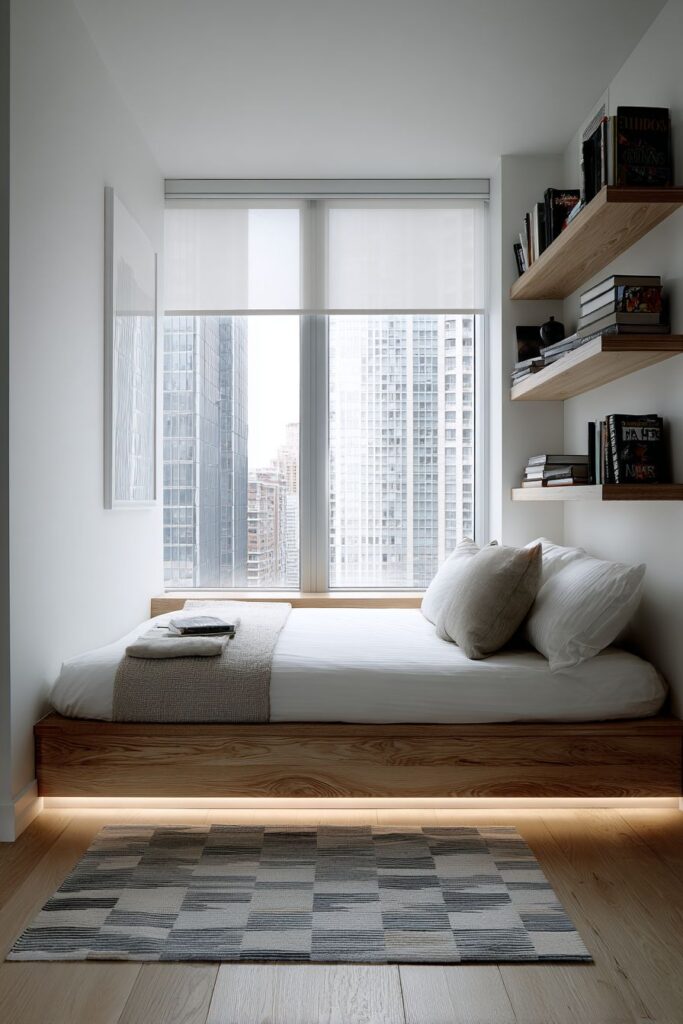 Floating Platform Bed with LED Integration