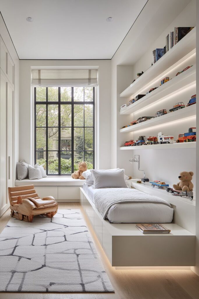 Floating Platform Bed with LED Integration