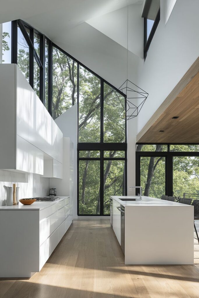 Sleek Handleless White Cabinetry Paradise
